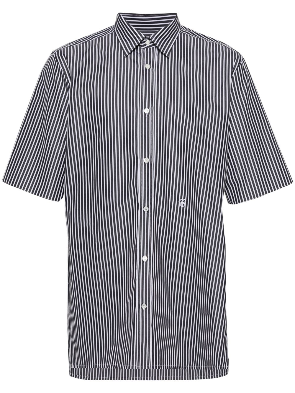 Maison Margiela logo刺绣条纹衬衫 - 白色