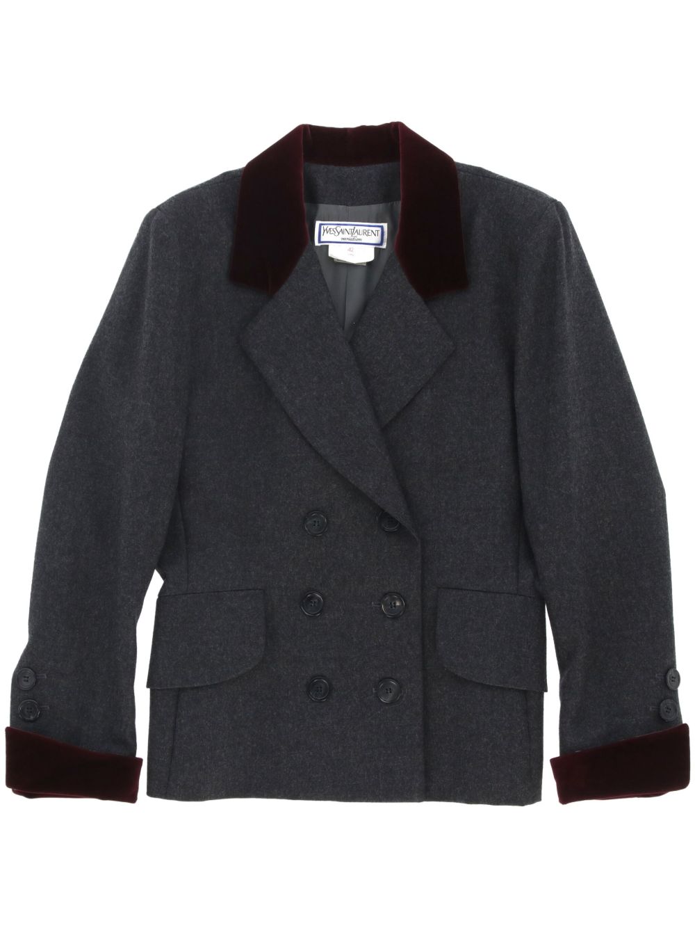Saint Laurent Pre-Owned 羊毛双排扣夹克（1970年代典藏款） - 灰色