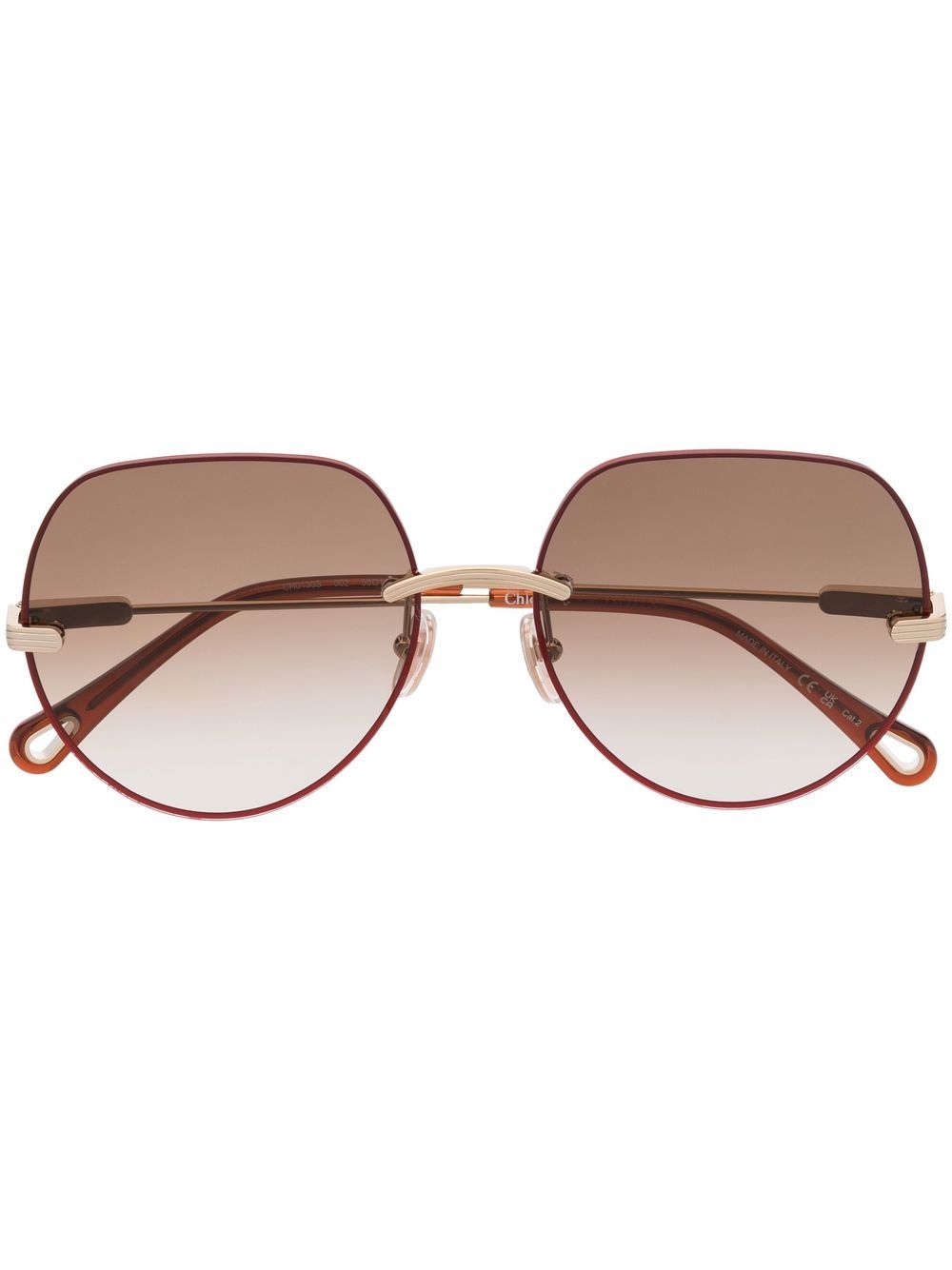 Chloé Eyewear 有色镜片圆框太阳眼镜 - 金色