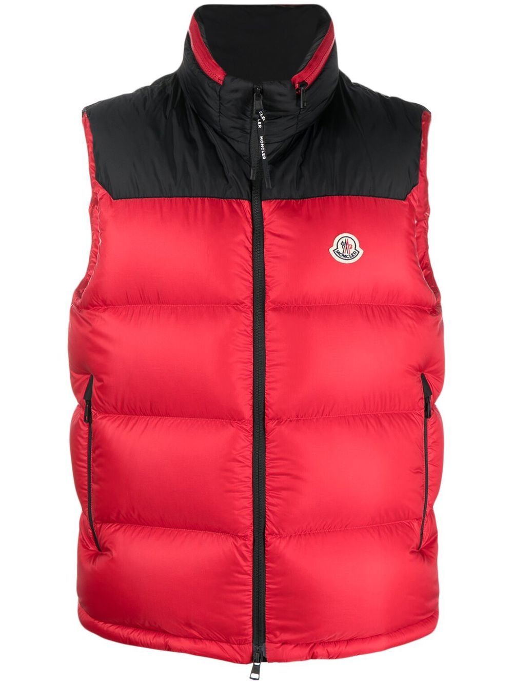 Moncler 双色填充马甲 - 红色