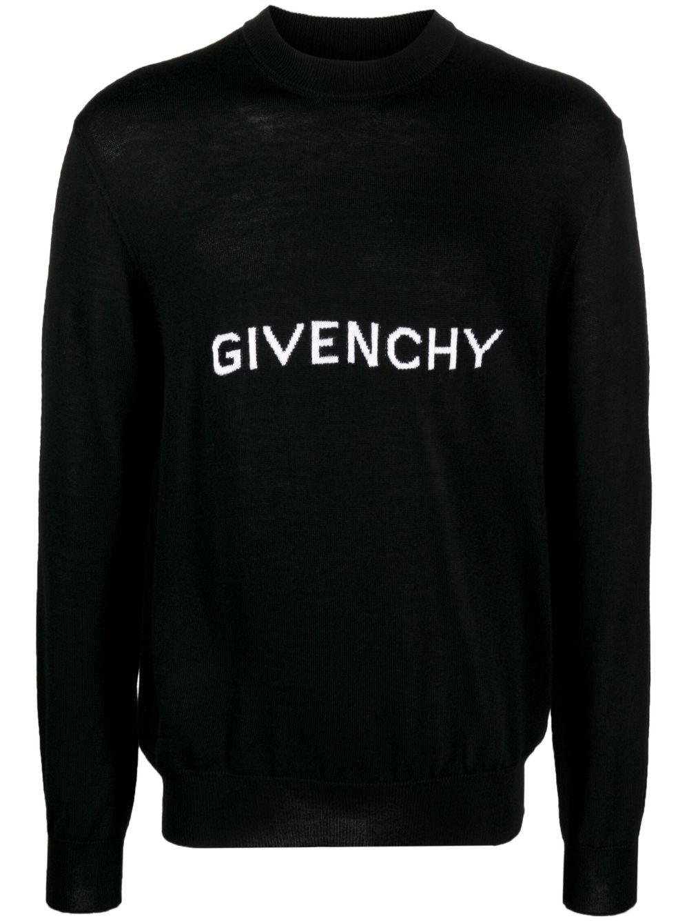 Givenchy logo刺绣羊毛毛衣 - 黑色