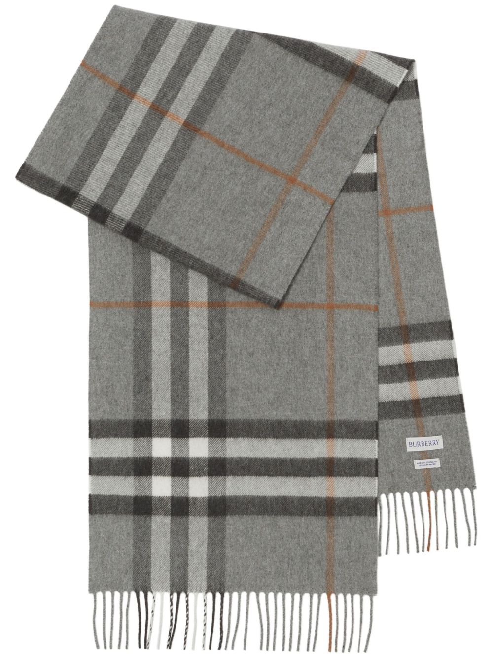 Burberry 格纹羊绒围巾 - 灰色
