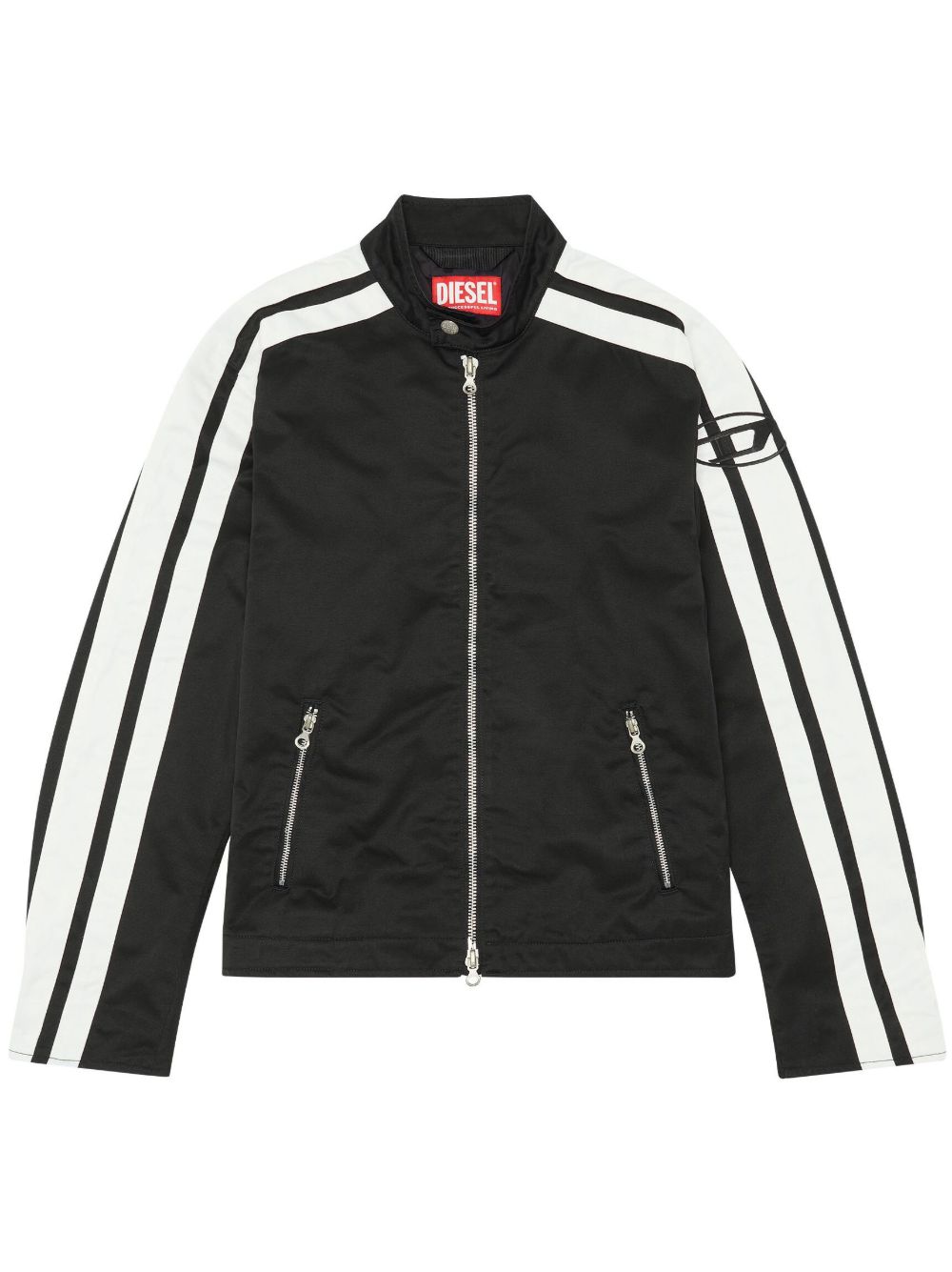 Diesel J-Beck logo刺绣机车夹克 - 黑色