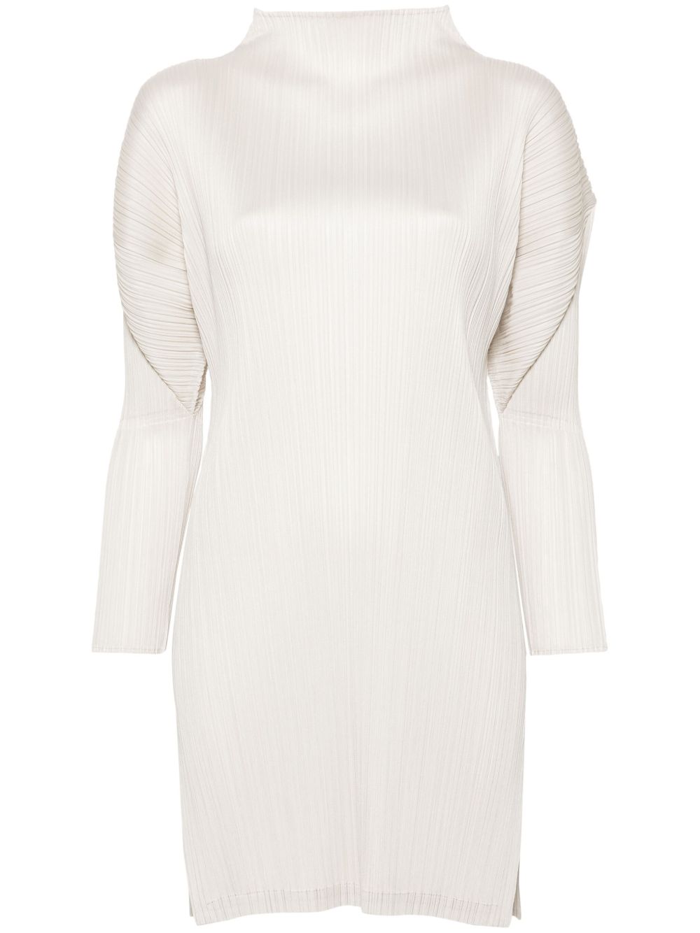Pleats Please Issey Miyake 侧开衩细褶长款上衣 - 中性色