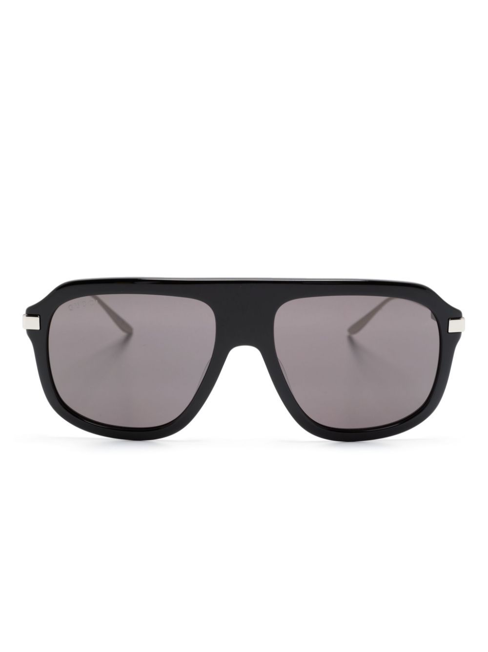 Gucci Eyewear 金属感镜腿飞行员镜框太阳眼镜 - 黑色