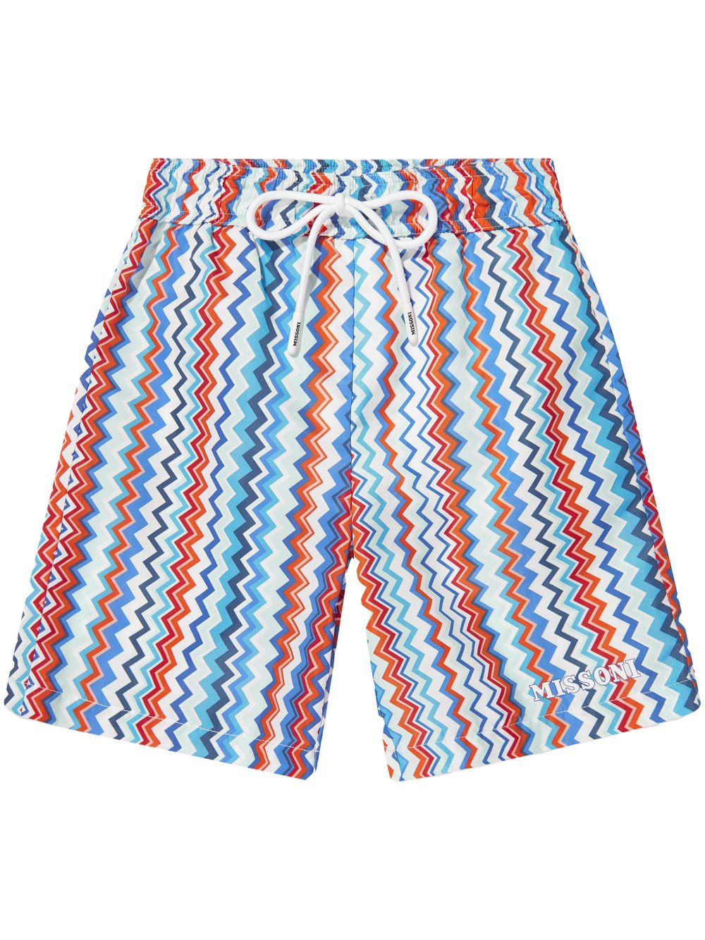 Missoni Kids Z字形图案印花泳裤 - 蓝色
