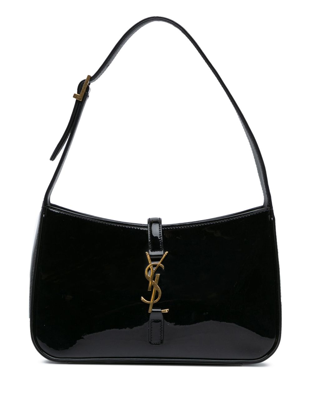 Saint Laurent Pre-Owned Le 5 a 7 漆面单肩包（2021年典藏款） - 黑色