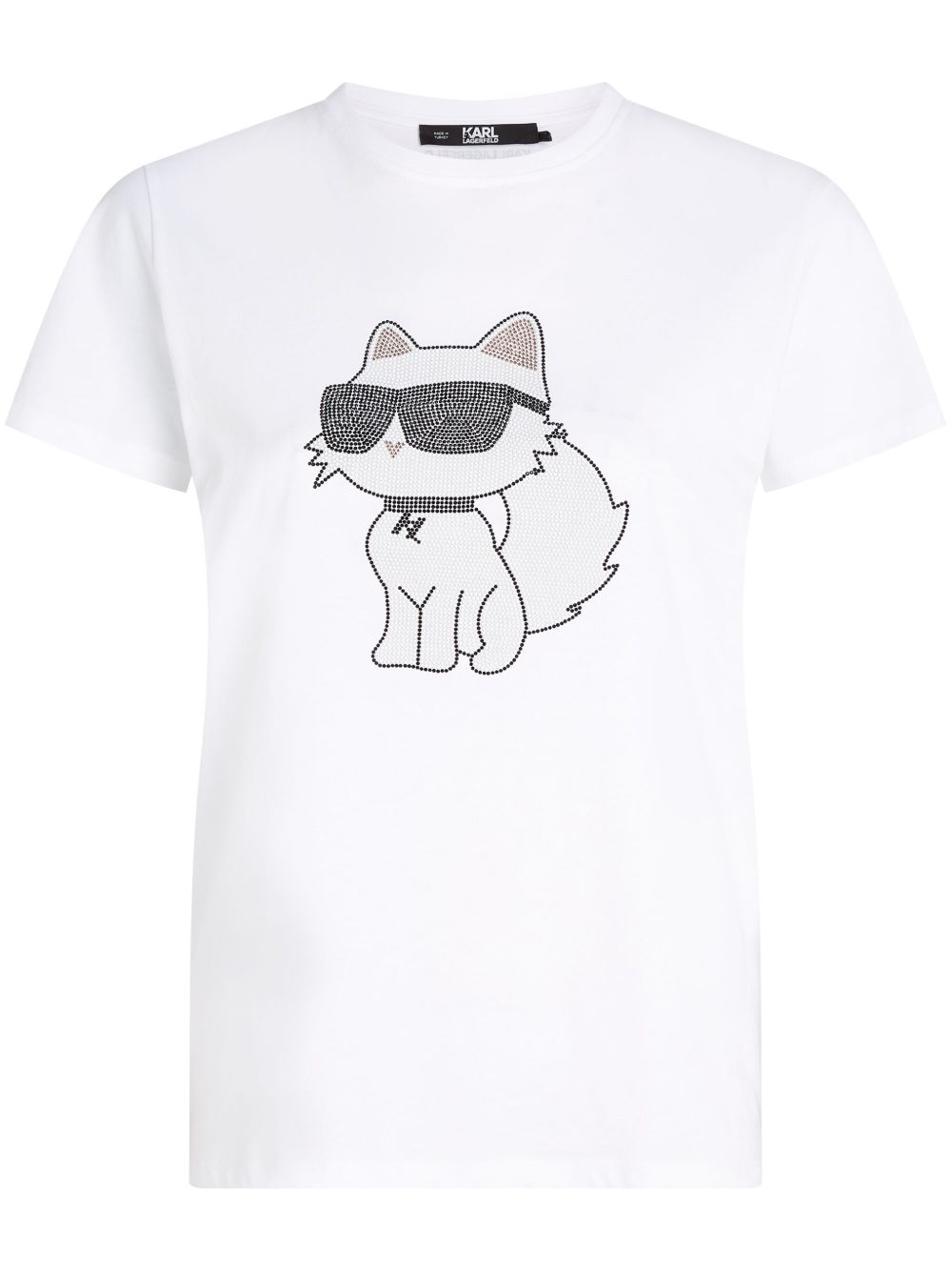 Karl Lagerfeld Ikon 2.0 Choupette 水钻缀饰T恤 - 白色