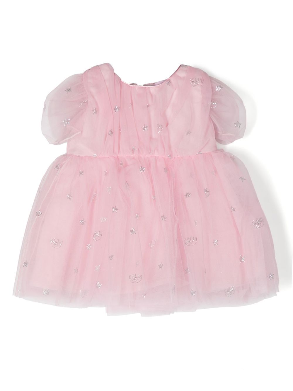 Chiara Ferragni Kids 亮片金葱经典logo印花薄纱连衣裙 - 粉色
