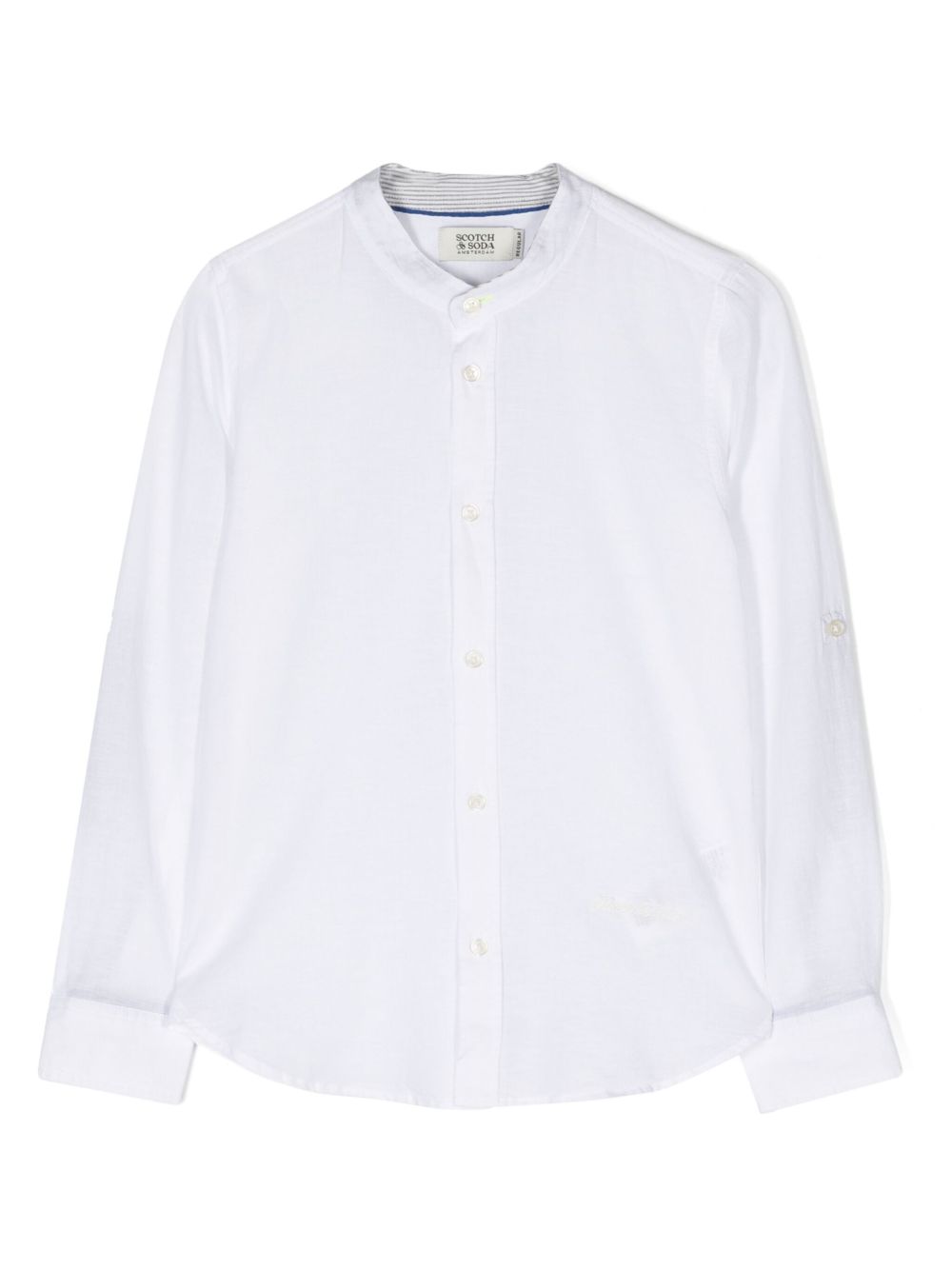 Scotch & Soda logo刺绣棉混纺衬衫 - 白色