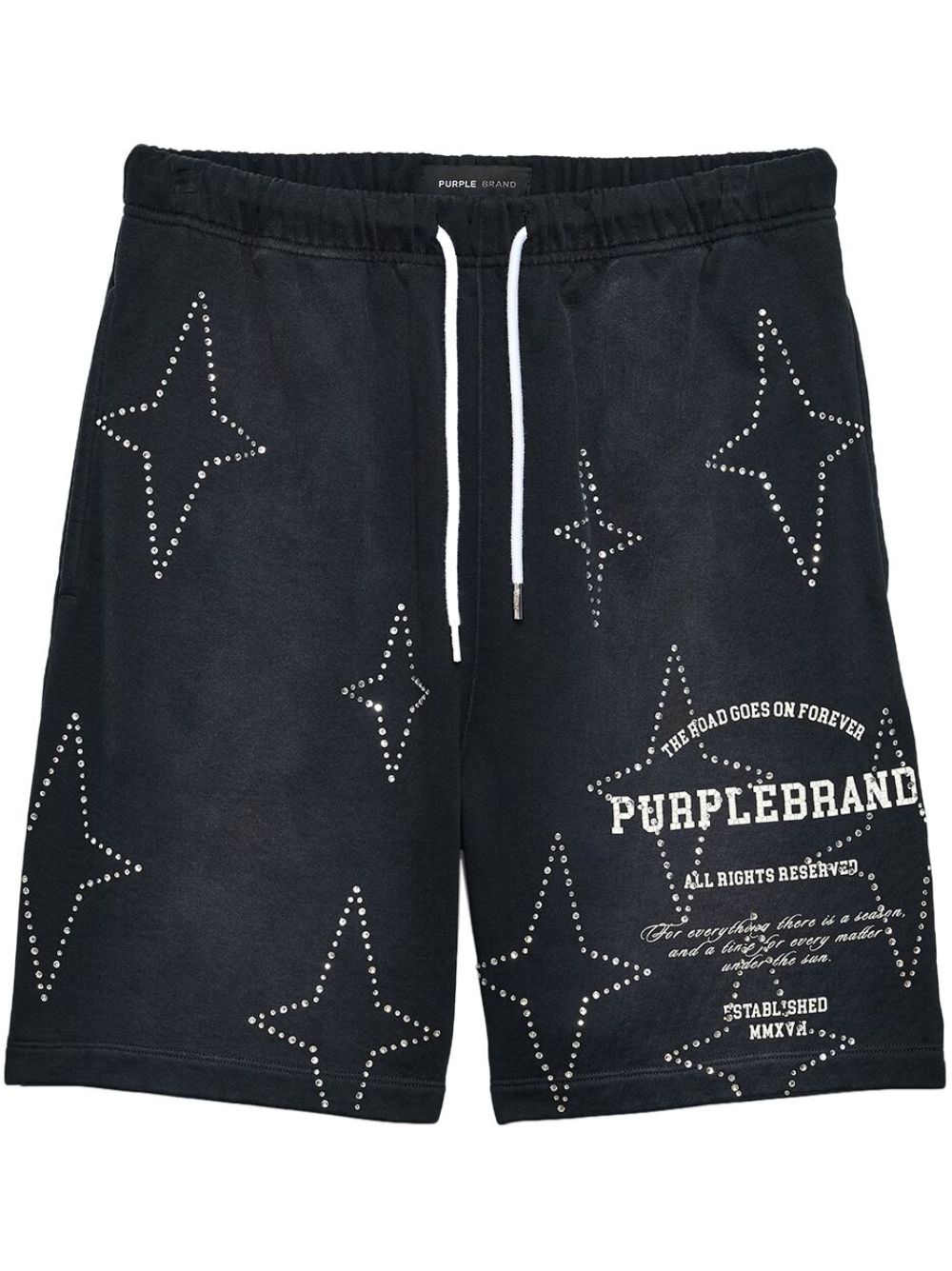 Purple Brand Stacked Crystal Star 运动短裤 - 黑色