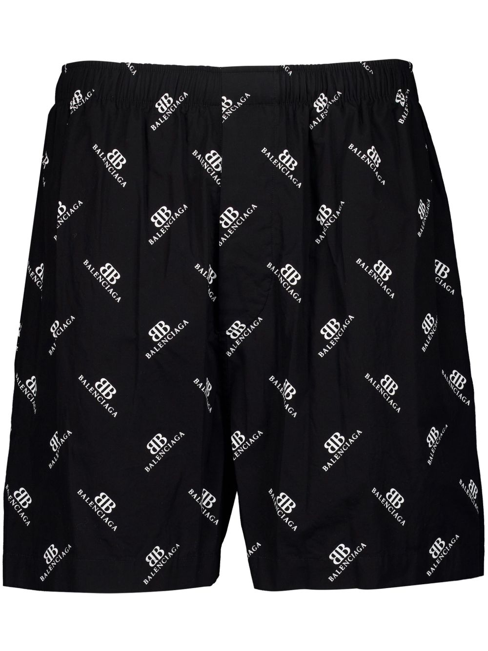 Balenciaga logo印花棉府绸短裤 - 黑色
