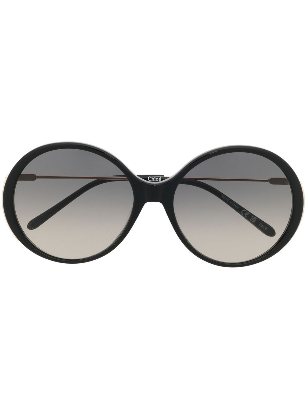 Chloé Eyewear 渐色镜片圆框太阳眼镜 - 黑色