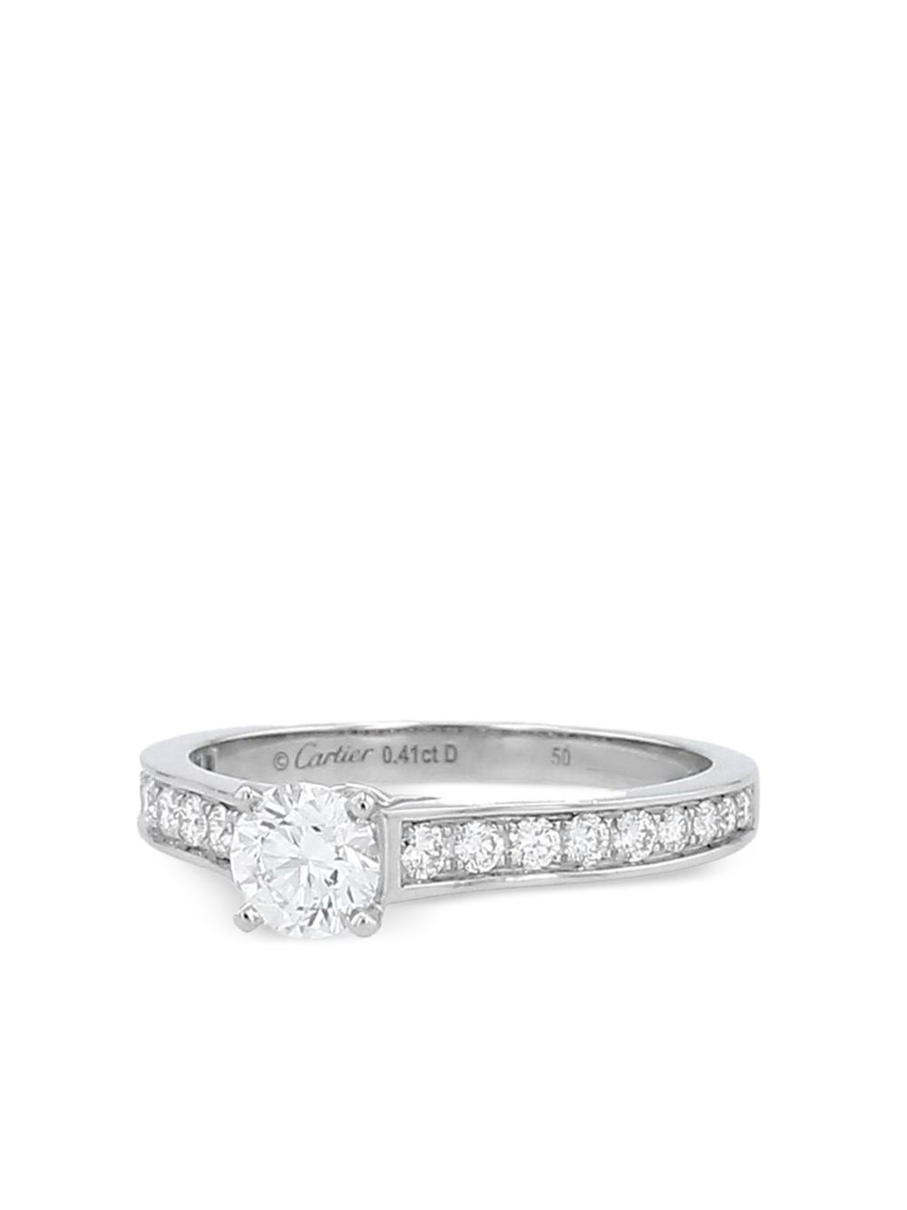 Cartier 18K白金 1895 单颗钻石戒指（典藏款） - 银色