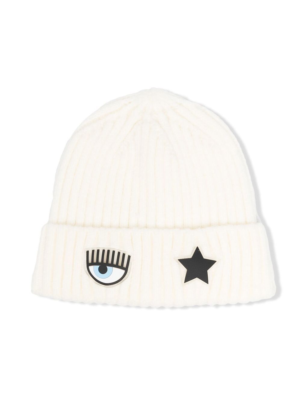 Chiara Ferragni Kids Wink 贴花针织套头帽 - 白色