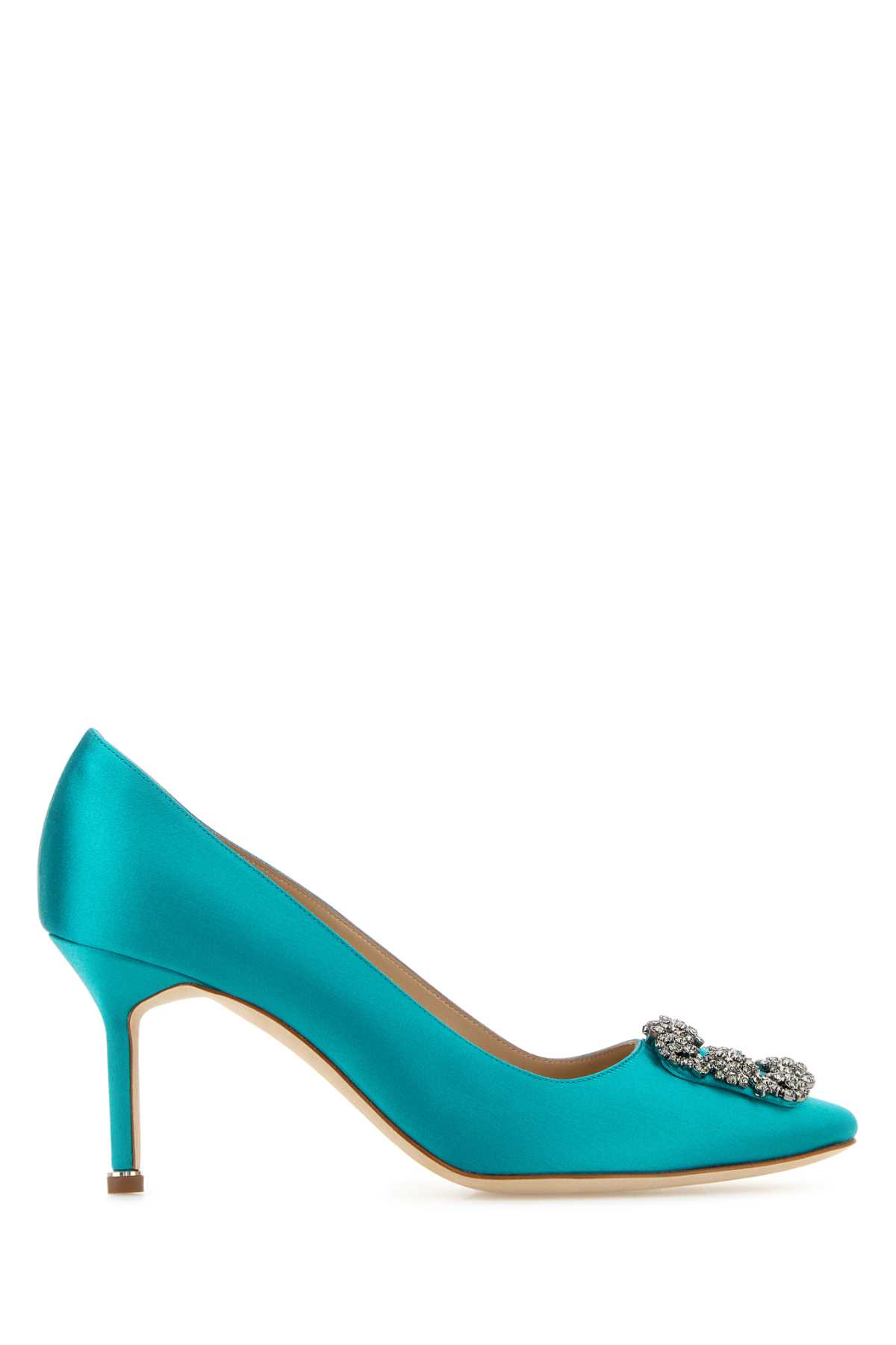 Manolo Blahnik 绿松石蓝缎面Hangisi高跟鞋
