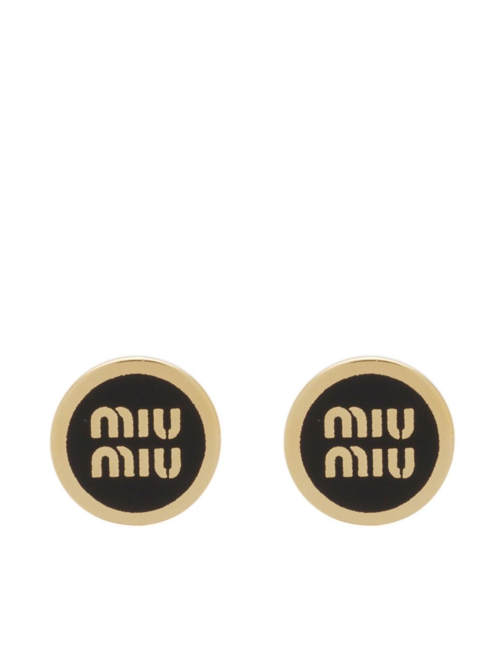 Miu Miu logo压纹耳钉 - 金色