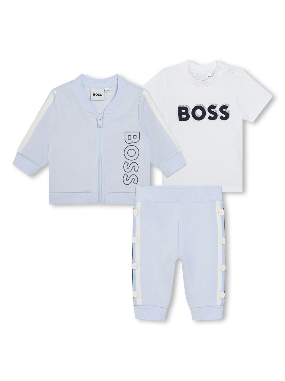 BOSS Kidswear logo印花运动套装（三件装） - 白色