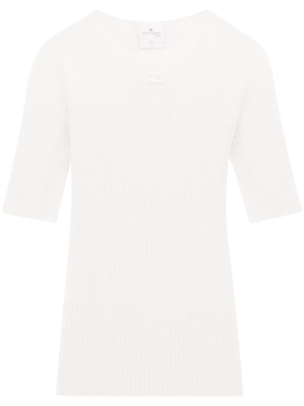Courrèges logo贴花罗纹针织毛衣 - 白色
