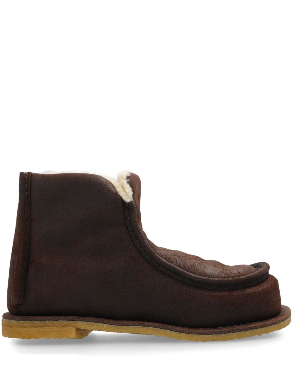 JW Anderson 皮毛一体衬里绒面皮及踝靴 - 褐色