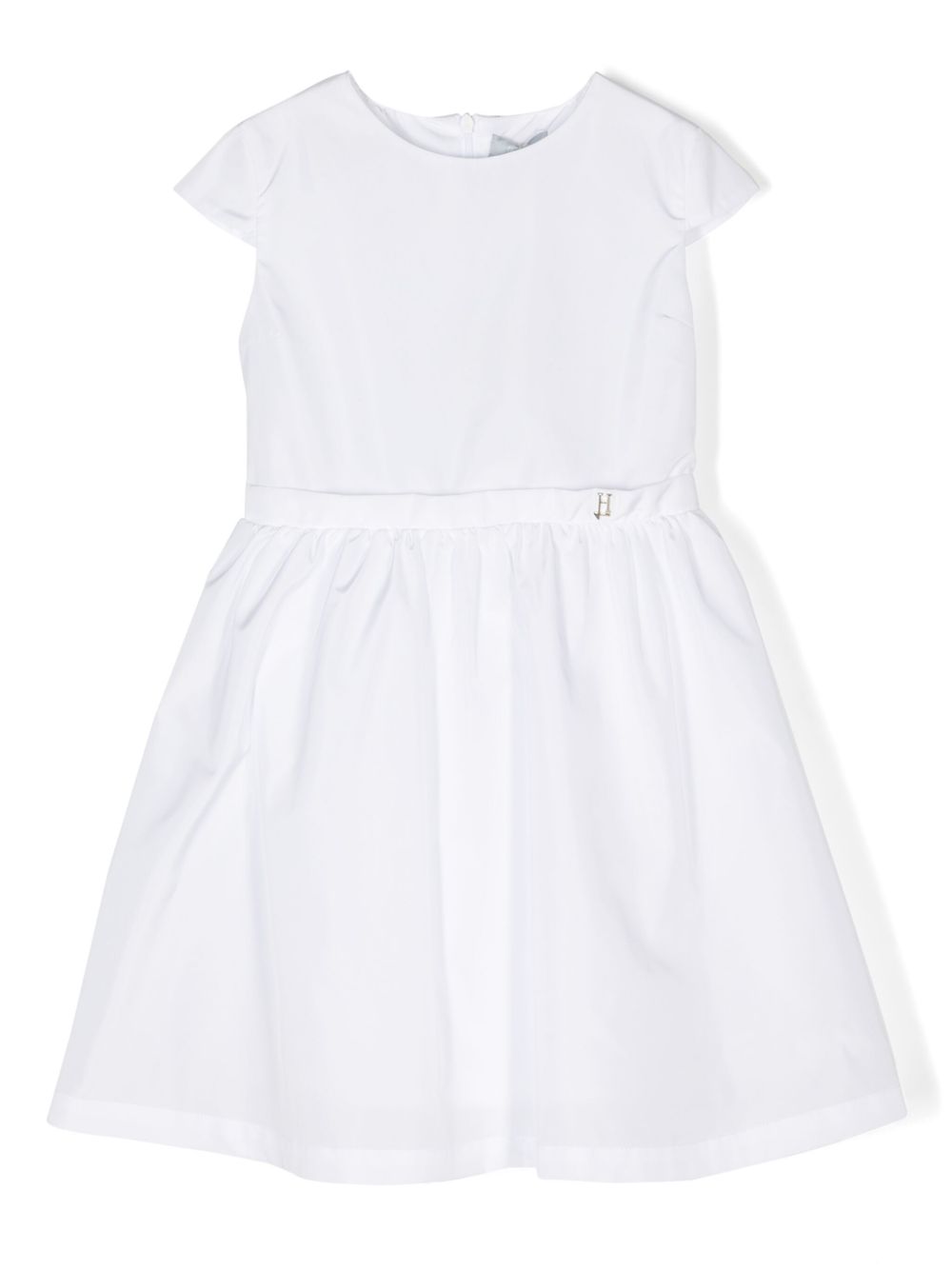 Herno Kids logo标牌塔夫绸连衣裙 - 白色