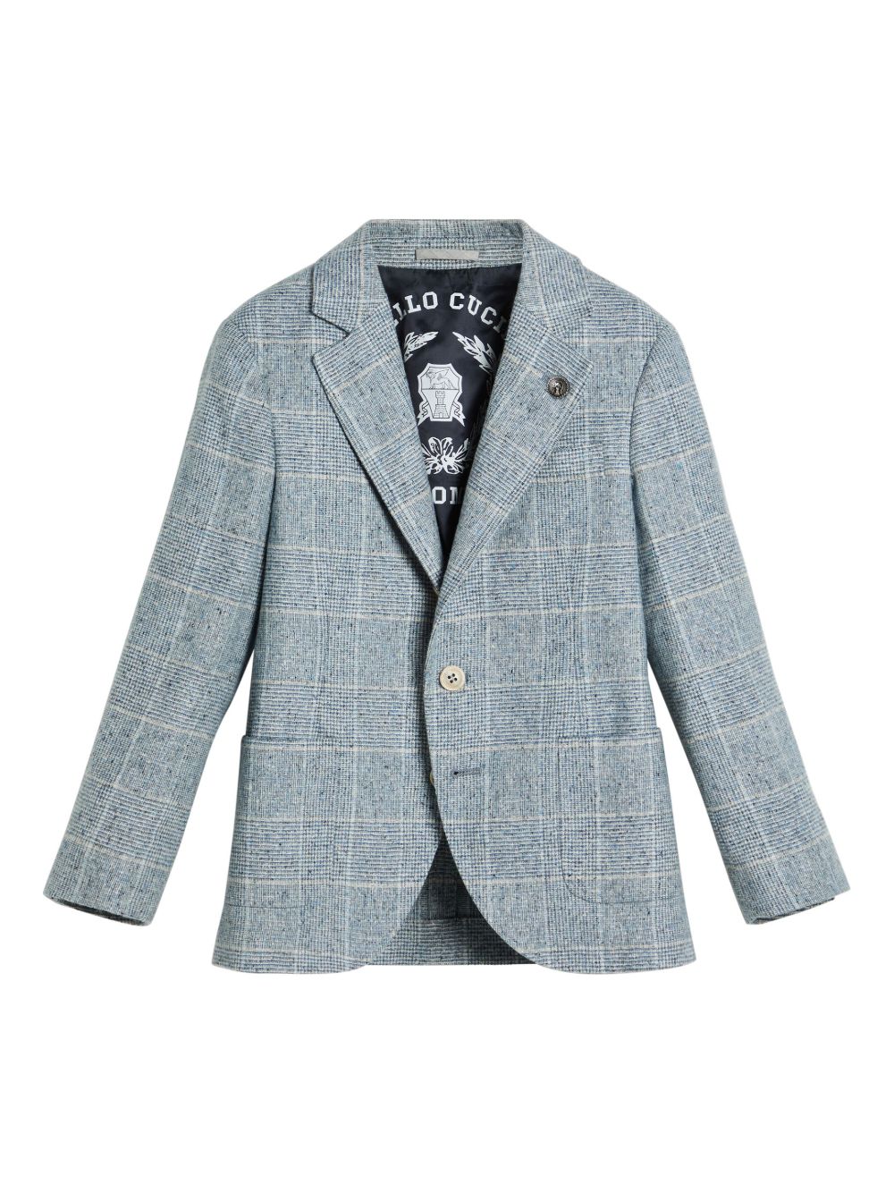 Brunello Cucinelli Kids 格纹西装夹克 - 蓝色