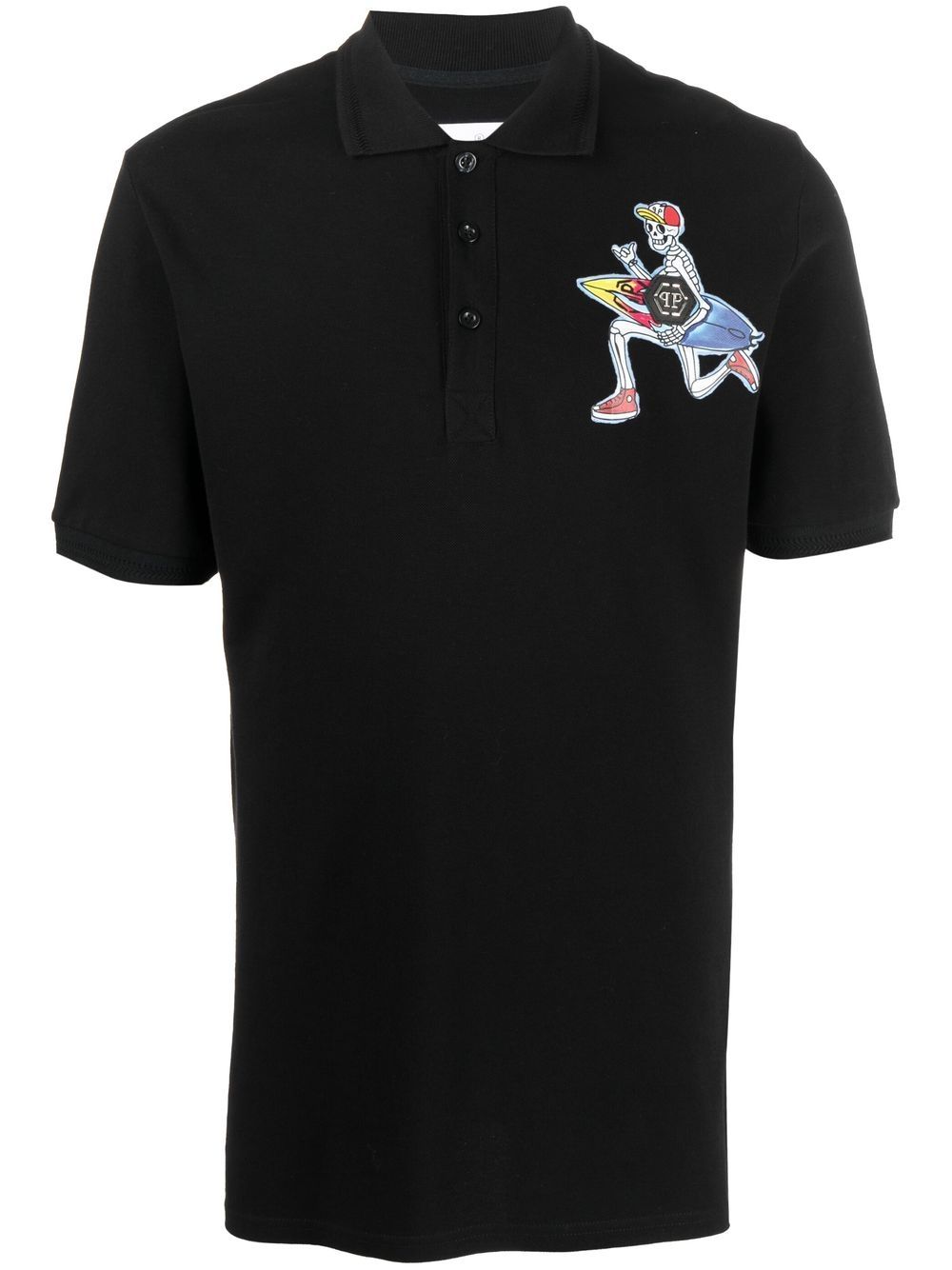 Philipp Plein 图案印花polo衫 - 黑色