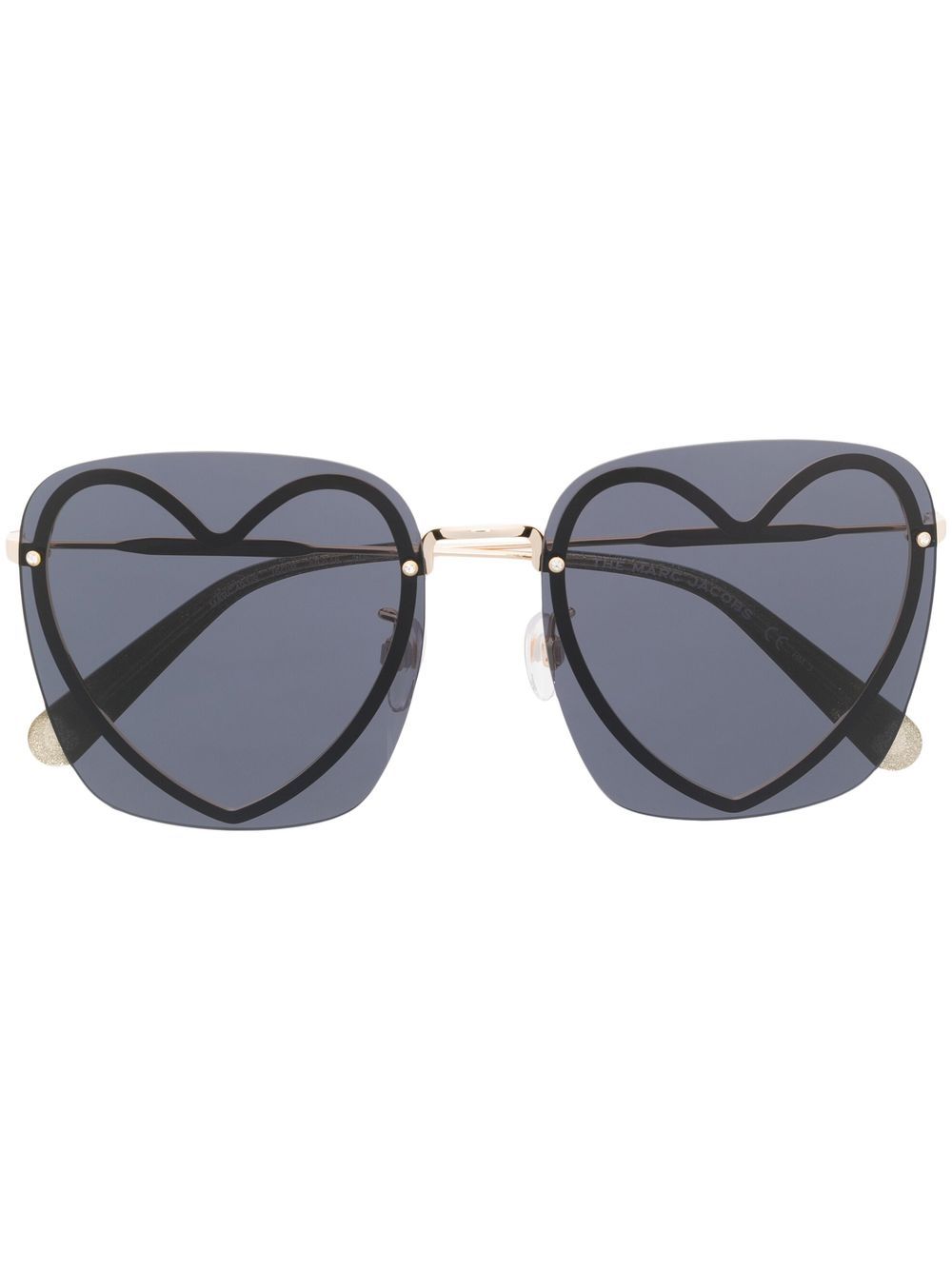 Marc Jacobs Eyewear 超大款心形镜框太阳眼镜 - 金色