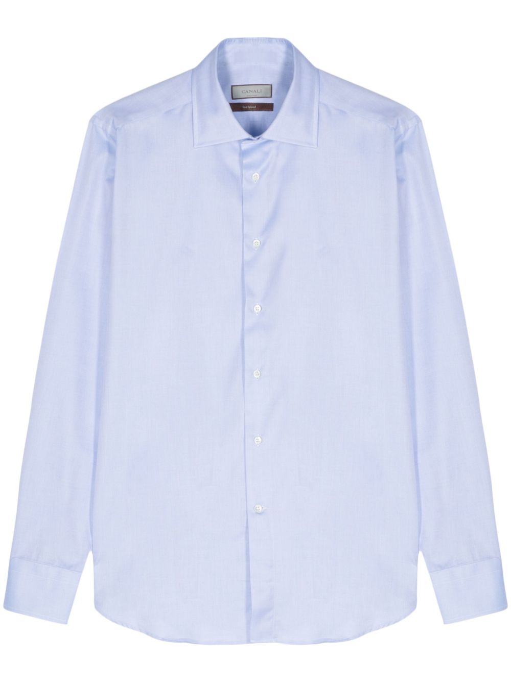 Canali 图案提花棉衬衫 - 蓝色