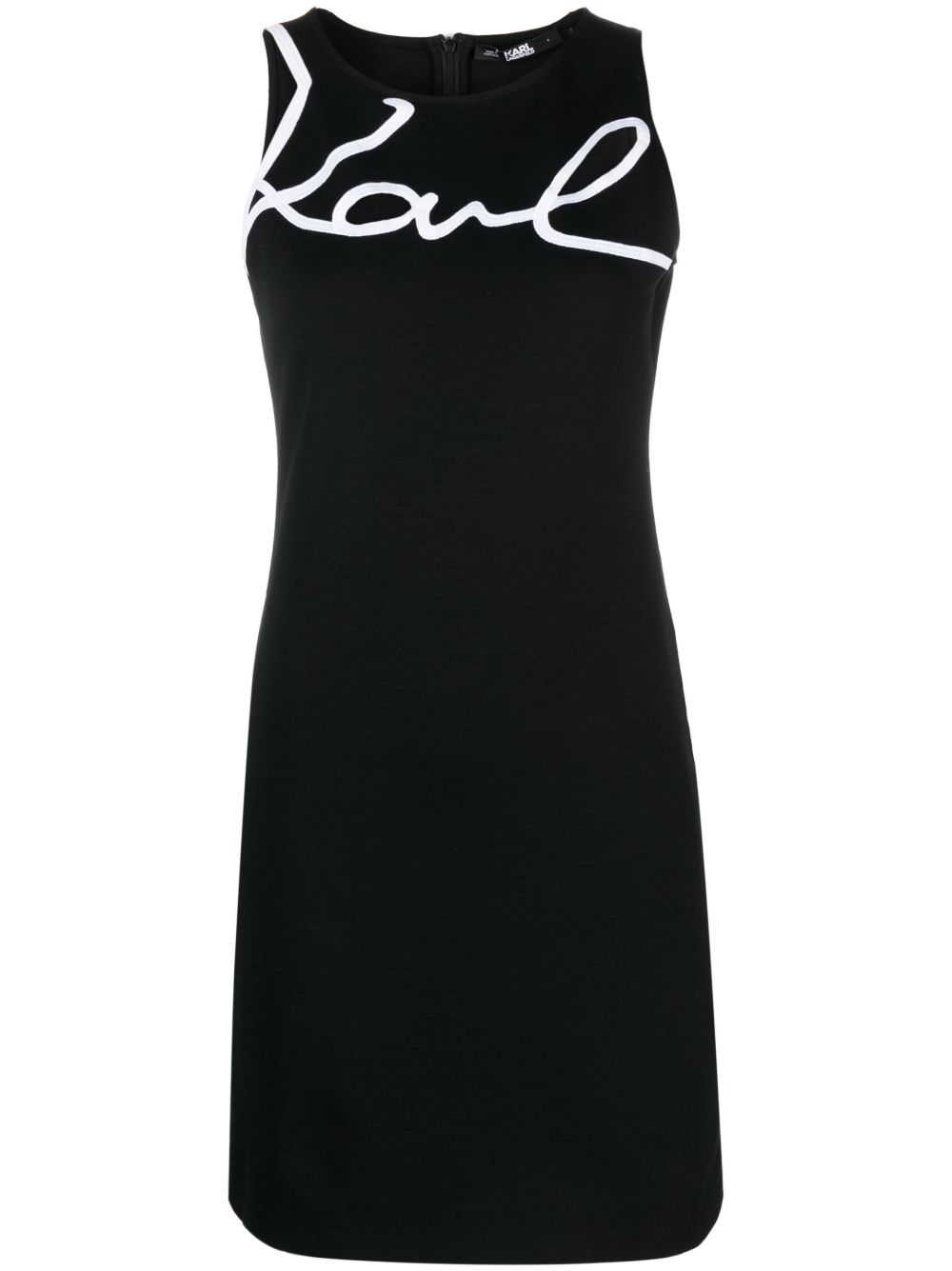 Karl Lagerfeld logo印花无袖棉连衣裙 - 黑色