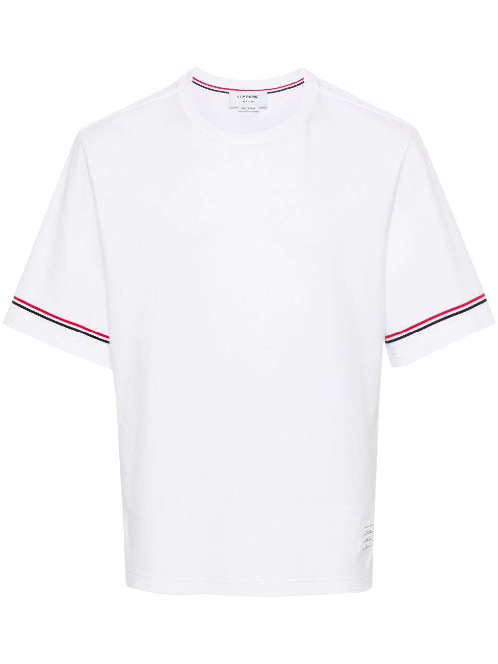 Thom Browne 红白蓝条纹棉T恤 - 白色