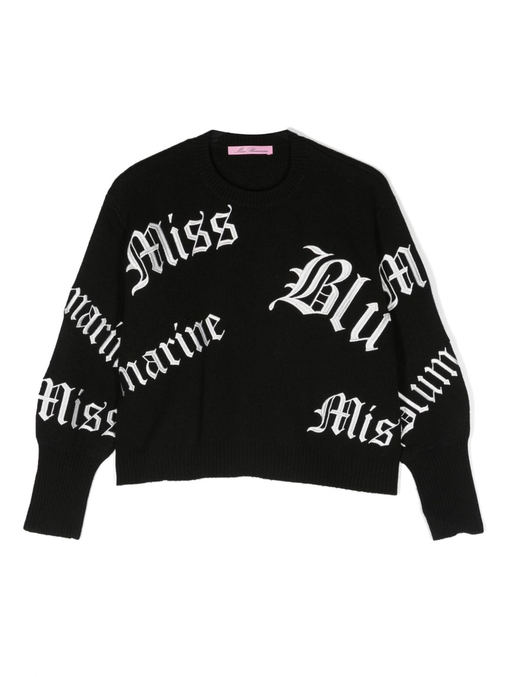 Miss Blumarine logo刺绣针织毛衣 - 黑色