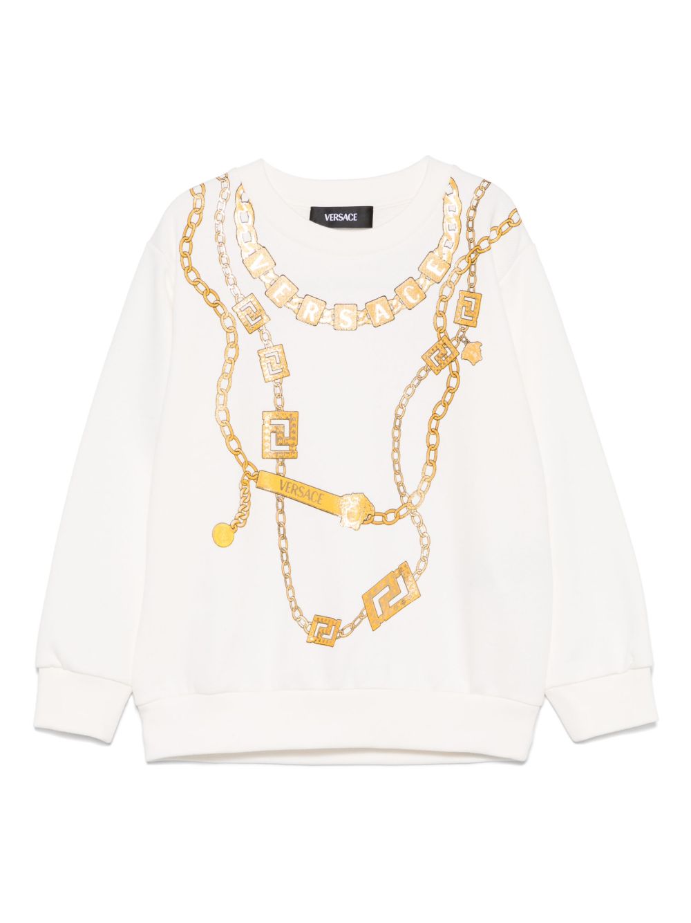 Versace Kids logo项链印花卫衣 - 白色
