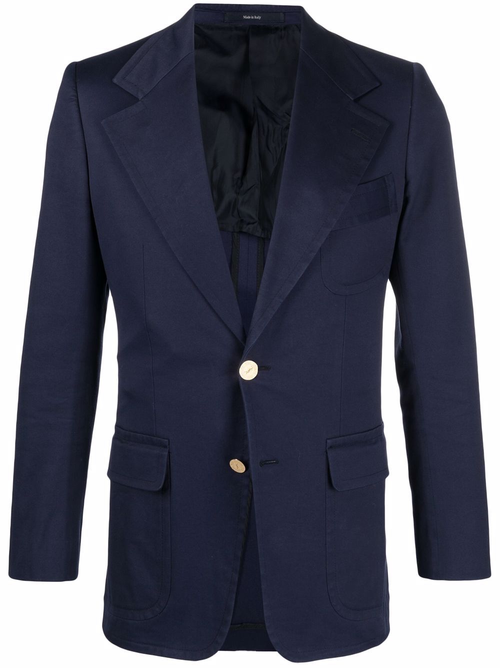 Saint Laurent Pre-Owned 圣罗兰 梯形翻领单排扣西装夹克 - 蓝色