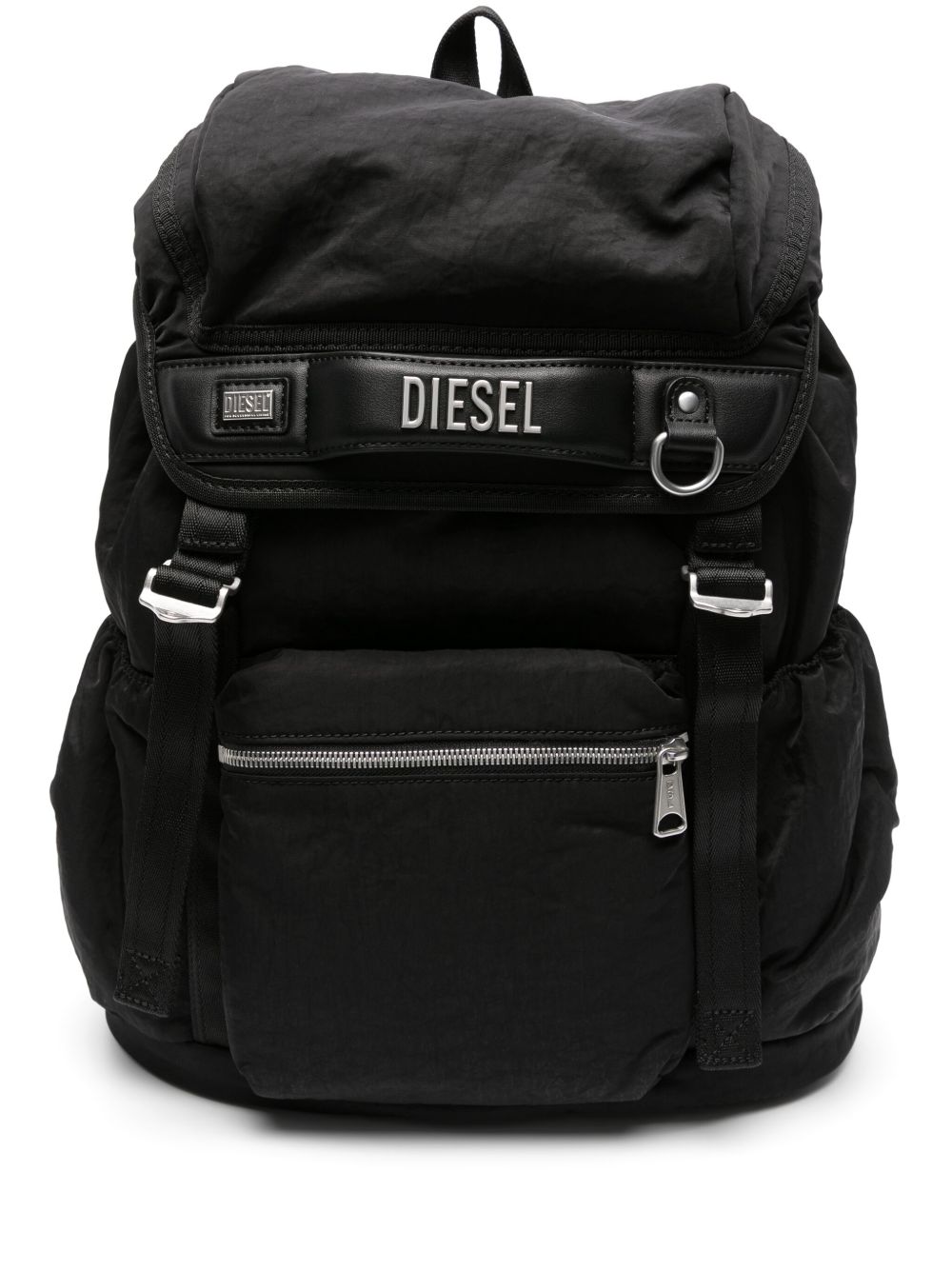 Diesel Logos 大号双肩包 - 黑色