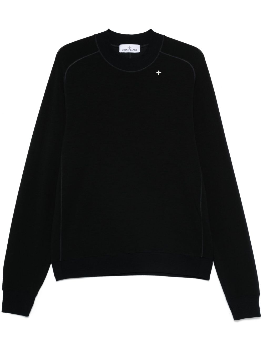 Stone Island logo刺绣卫衣 - 黑色