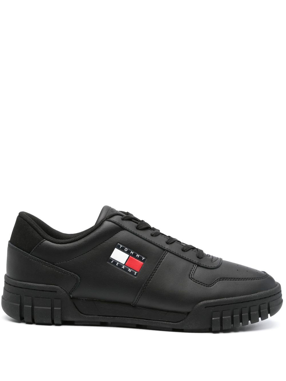 Tommy Jeans Essential 皮质运动鞋 - 黑色