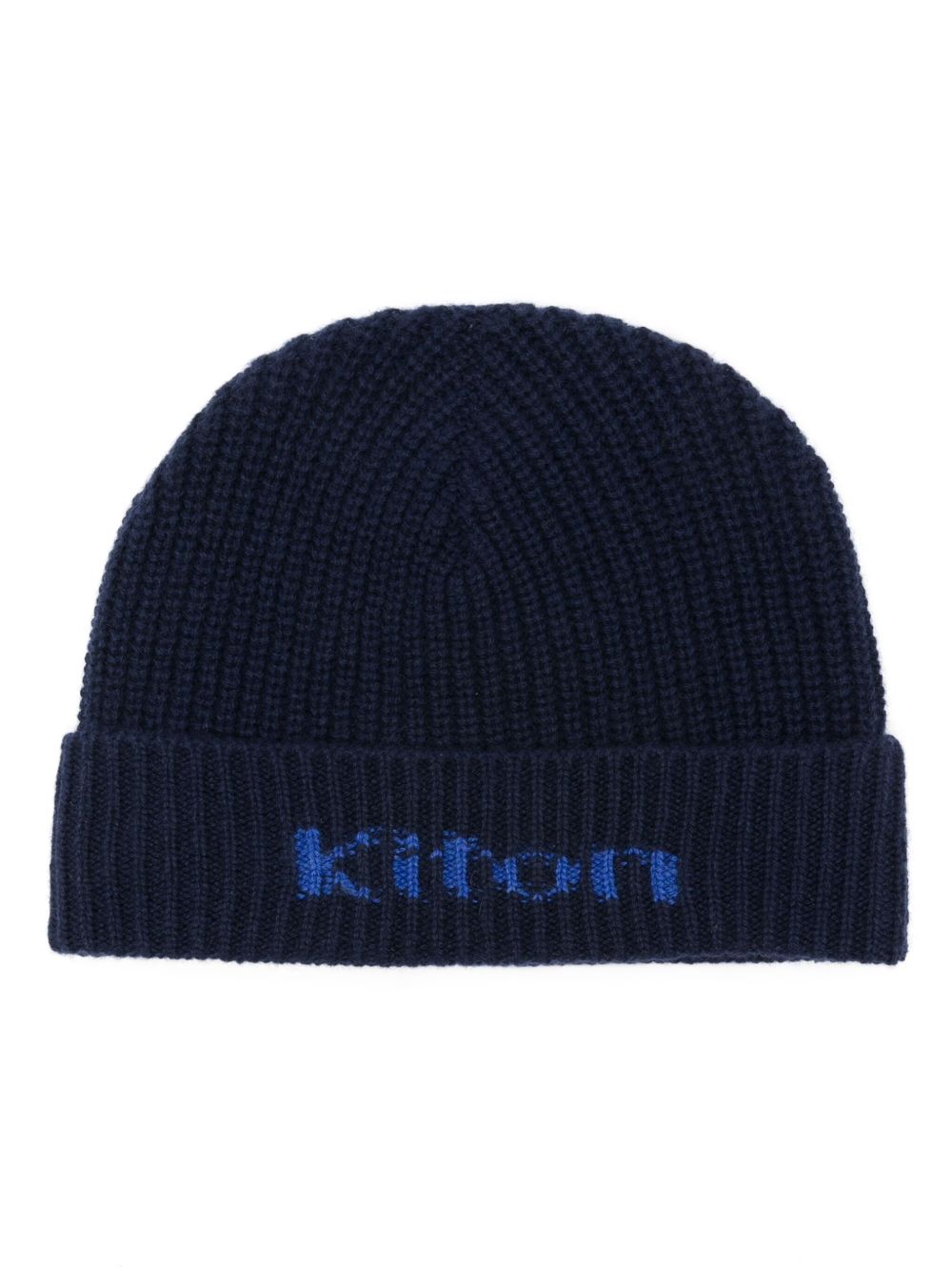 Kiton logo嵌花套头帽 - 蓝色