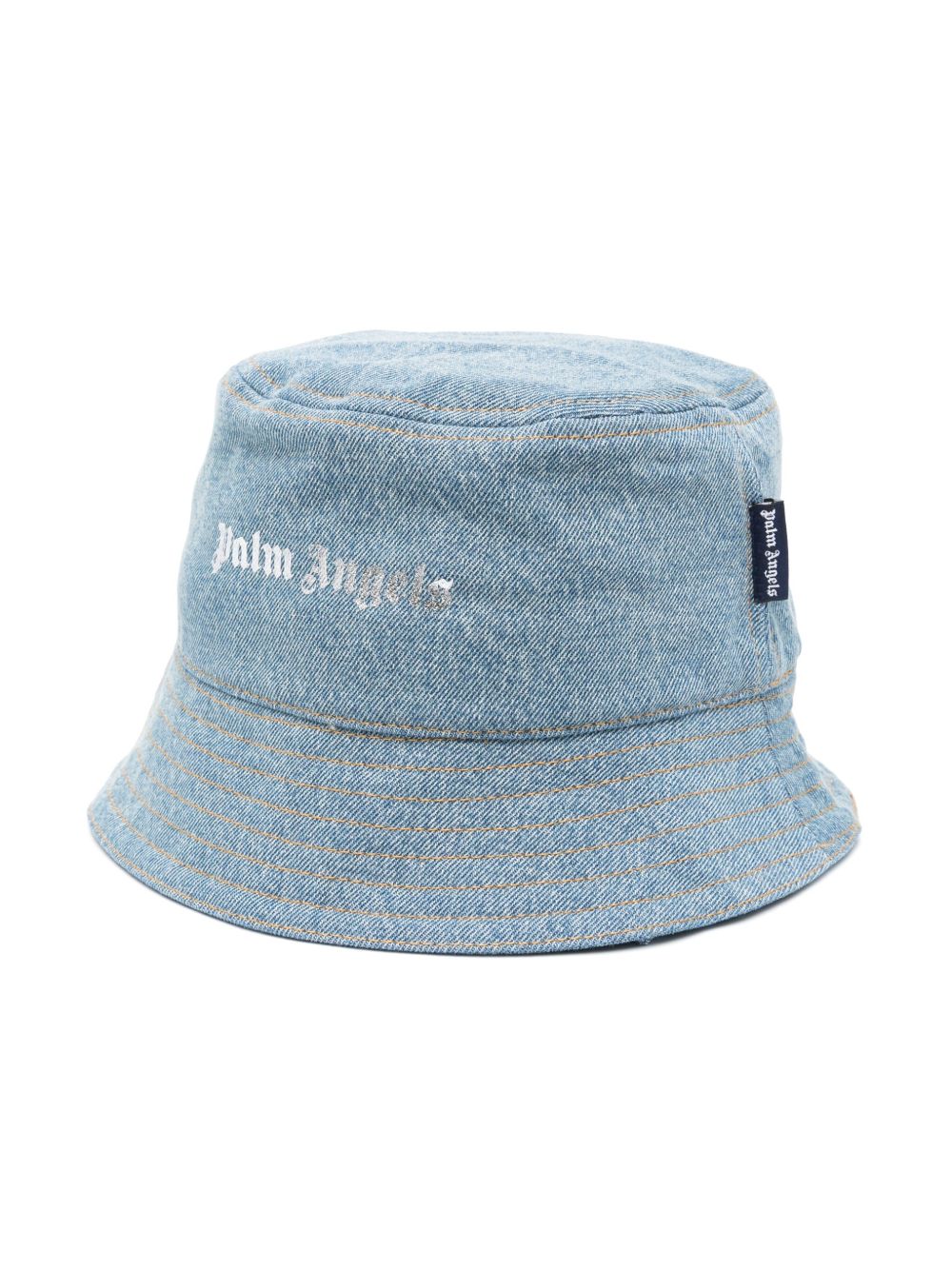 Palm Angels Kids logo印花牛仔遮阳帽 - 蓝色