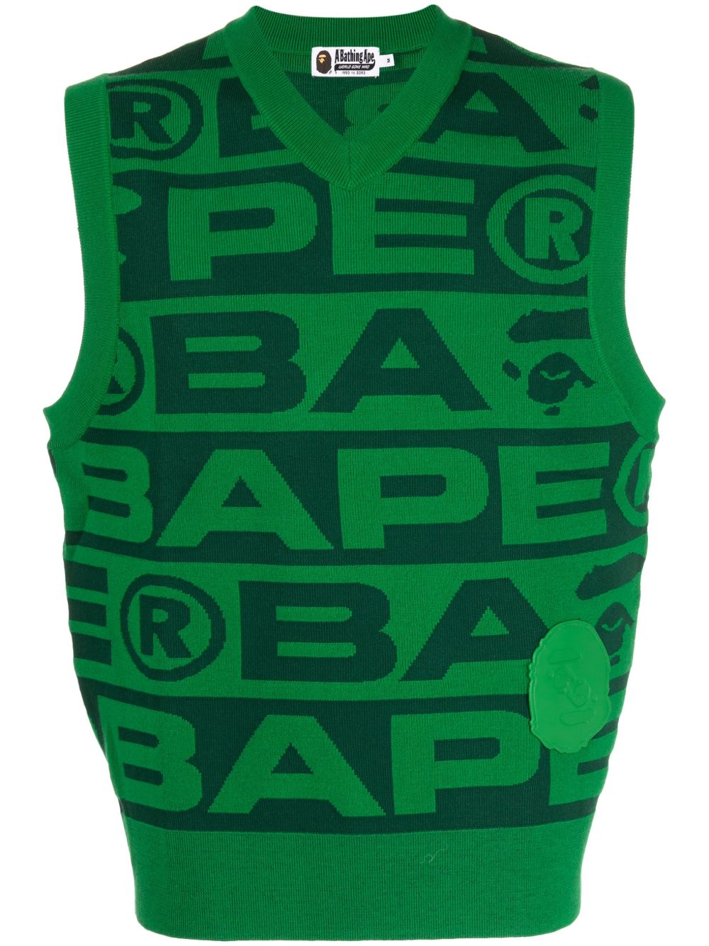 A BATHING APE® logo嵌花V领马甲 - 绿色