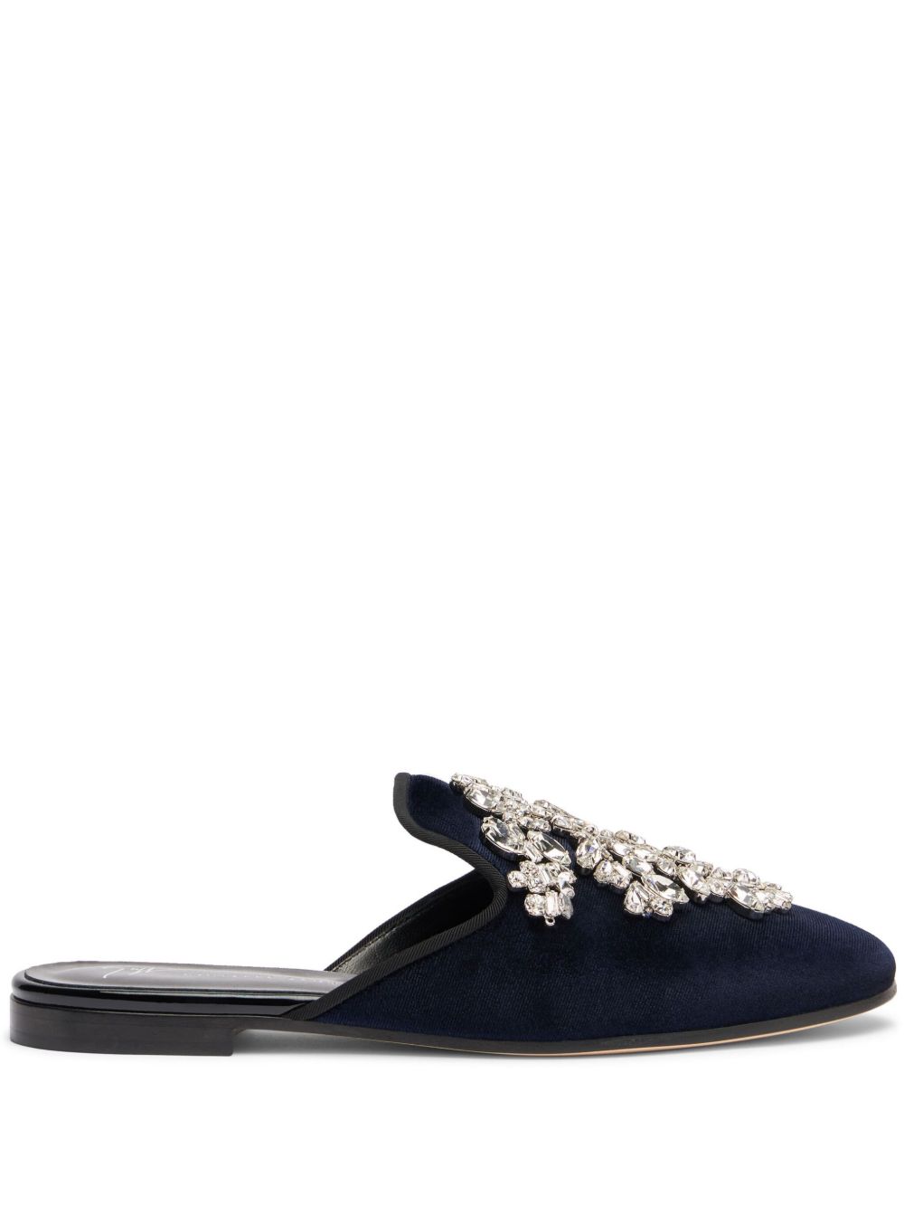 Giuseppe Zanotti Elsa 晶饰丝绒穆勒鞋 - 蓝色