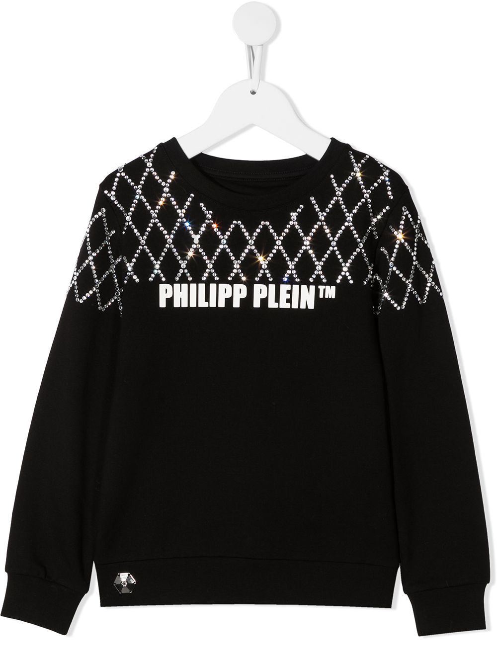 Philipp Plein Junior 水钻缀饰套头衫 - 黑色