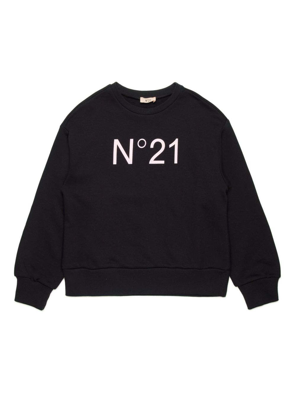 Nº21 Kids logo印花棉卫衣 - 黑色