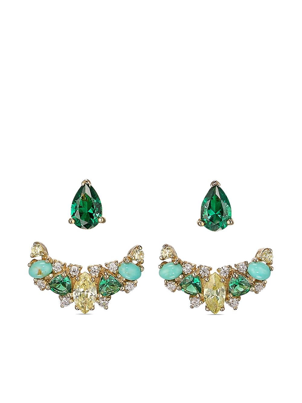 Anabela Chan 18K黄金 Twinkle Ear-Jacket 耳环 - 绿色