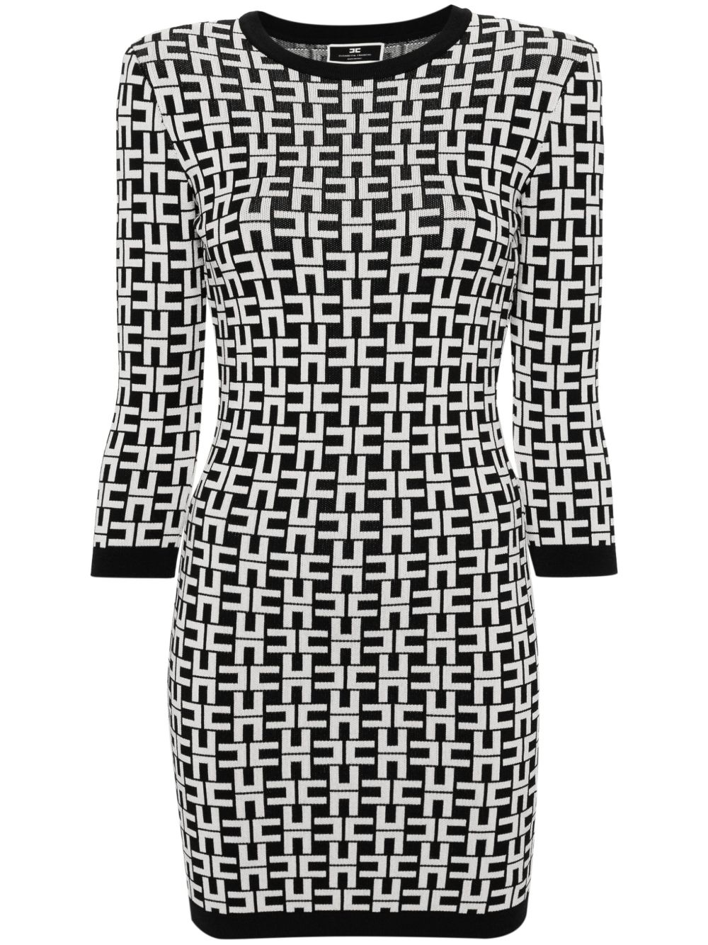 Elisabetta Franchi logo提花针织迷你连衣裙 - 黑色