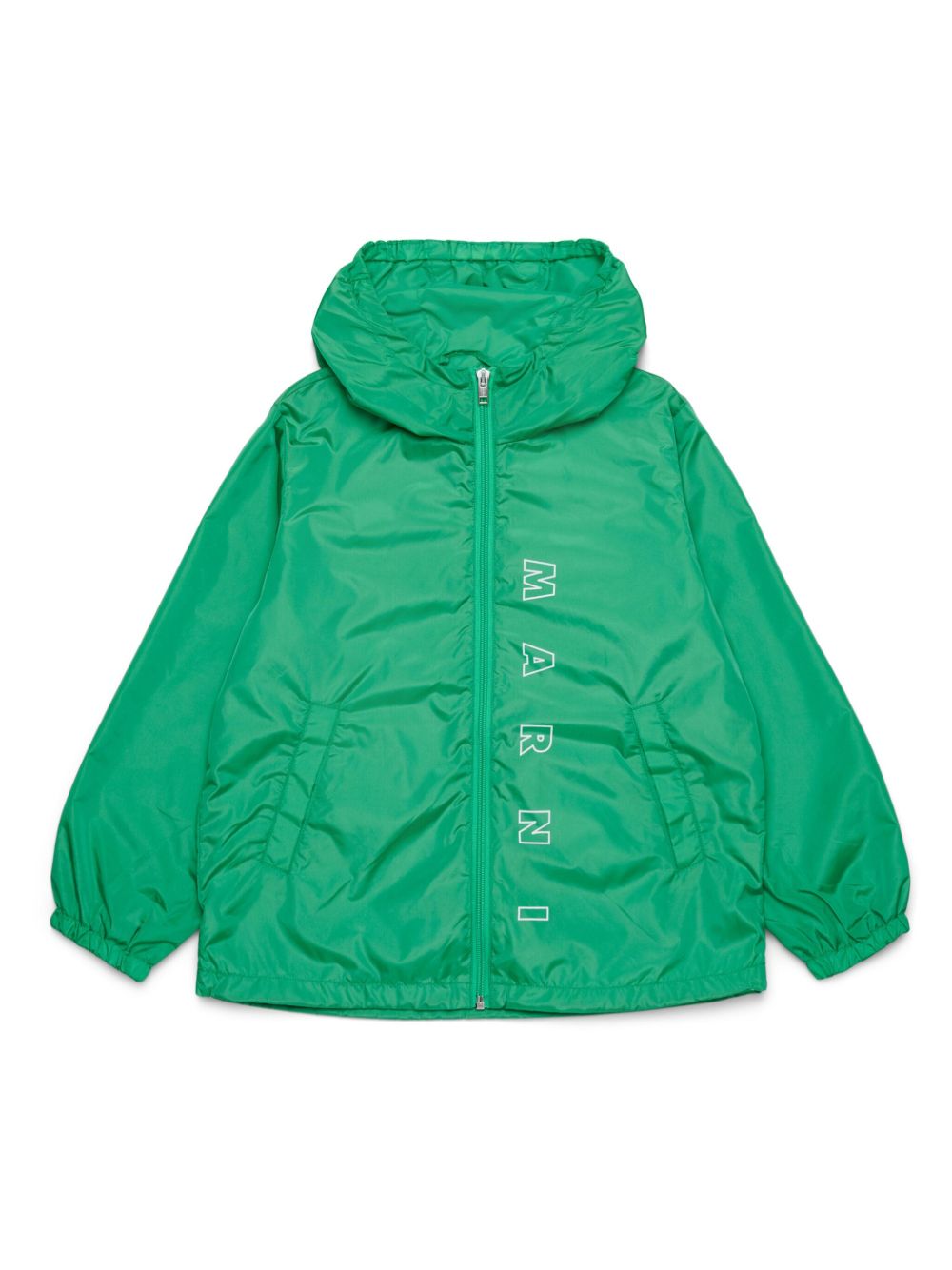 Marni Kids logo印花雨衣夹克 - 绿色