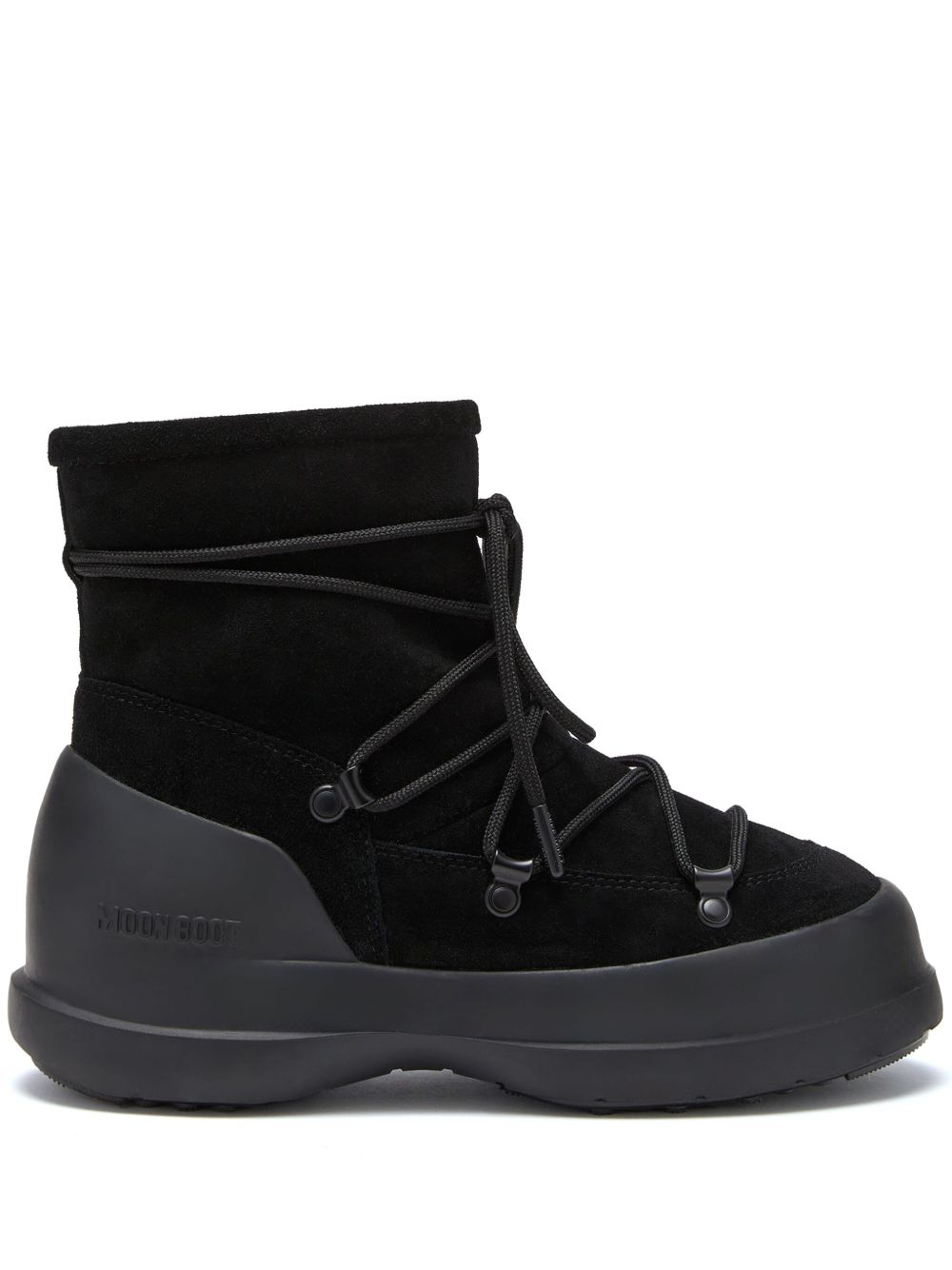 Moon Boot Luna 系带绒面皮靴 - 黑色