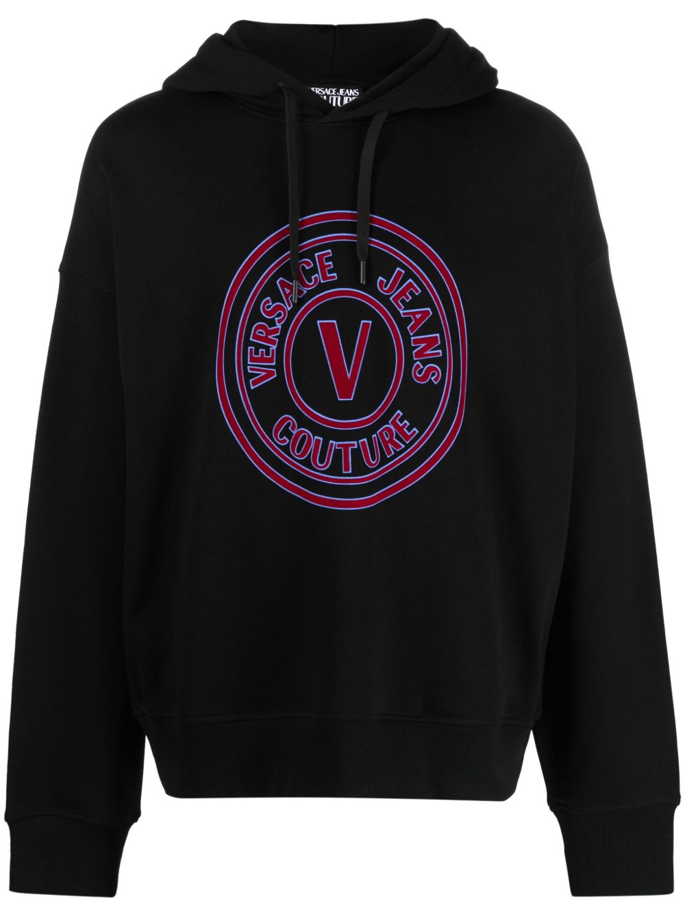Versace Jeans Couture logo印花棉连帽衫 - 黑色
