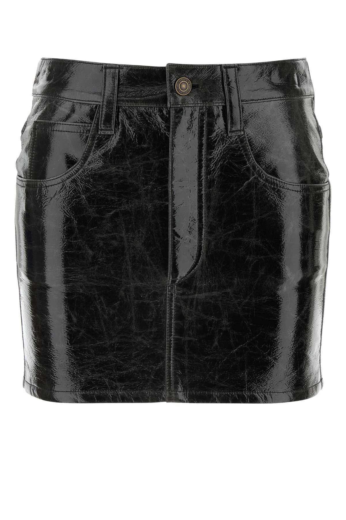 Isabel Marant 石板灰合成皮革 Laviana 迷你半身裙