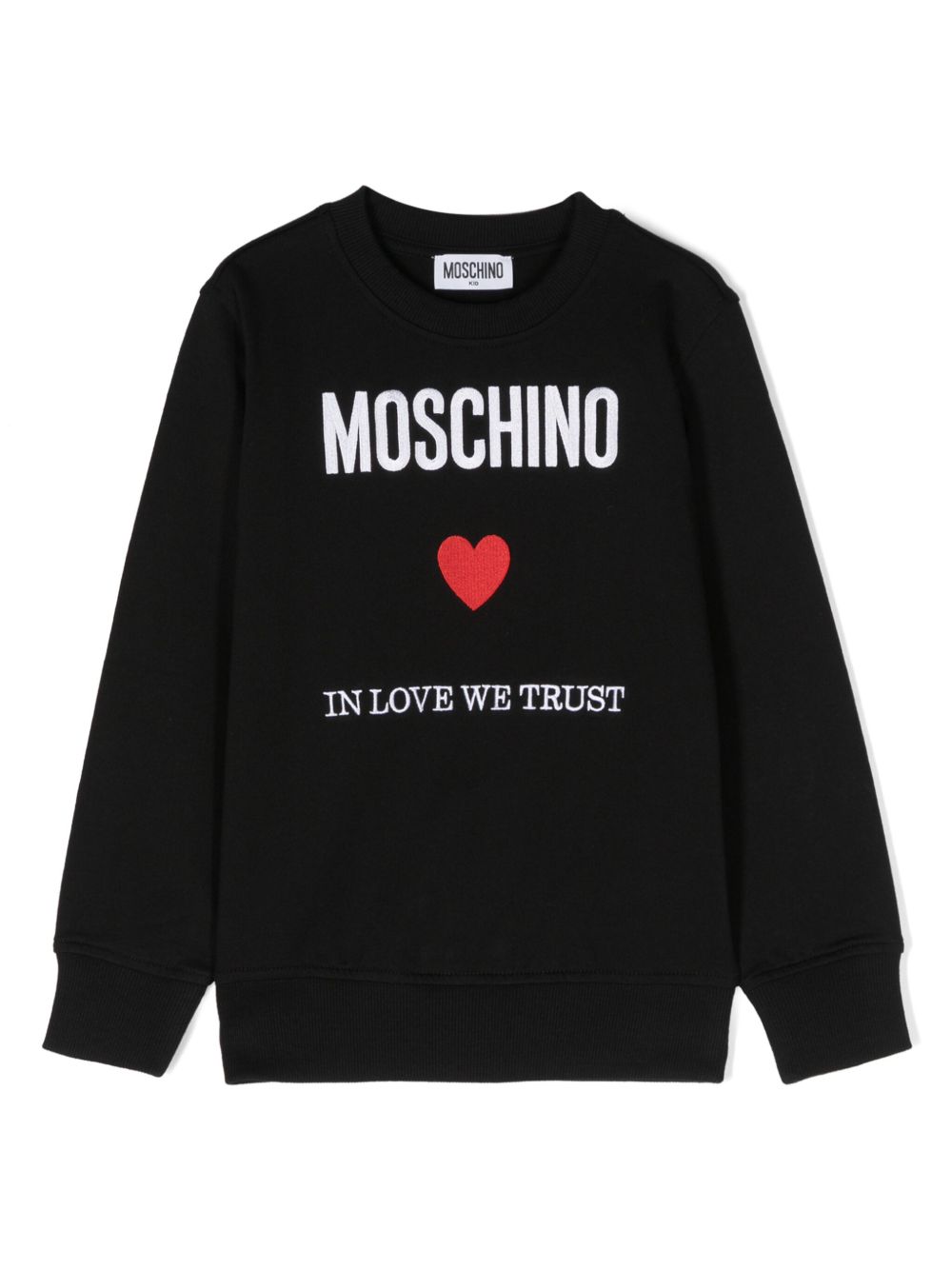Moschino Kids logo刺绣棉卫衣 - 黑色